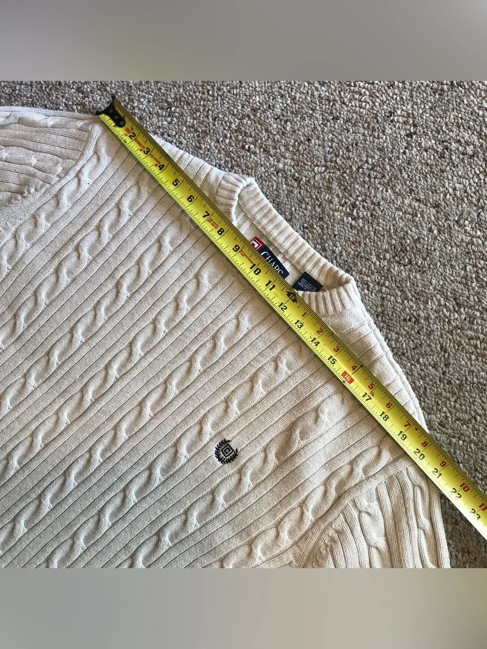 Vintage Ivory Chaps Cable Knit Sweater Mens XL Fits L Y2K Preppy 100% Cotton EUC
